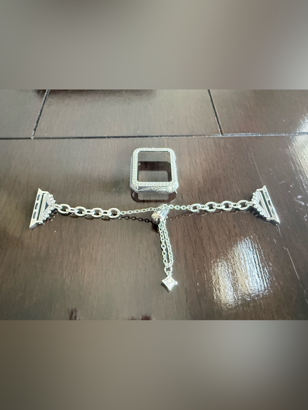 Silver Crystal Apple Watch Connector and Bezel Set - Women's Accessory